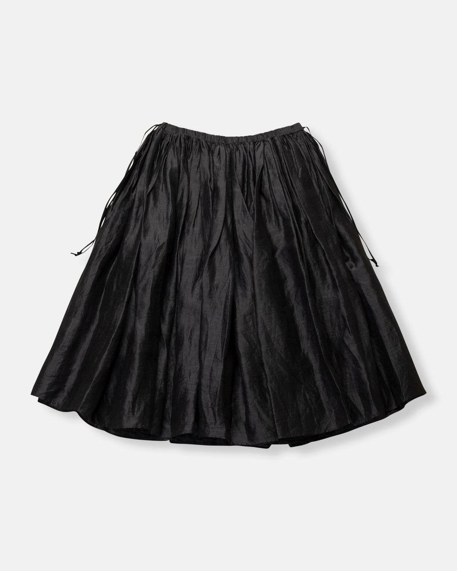 linen silk gathered skirt
