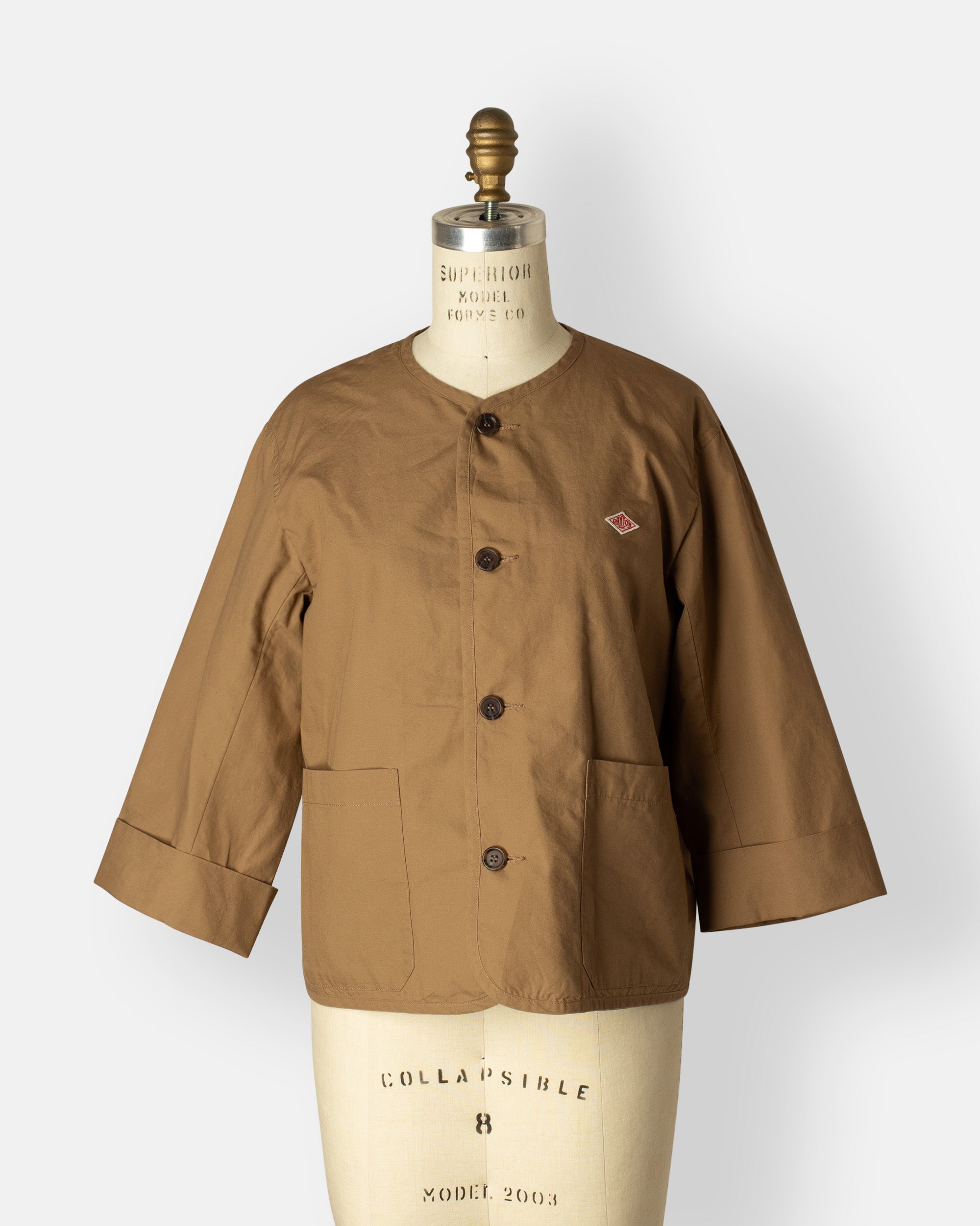 ★depound★ collarless jacket beige Collarless Nylon Jacket — Sand Beige – La Garçonne