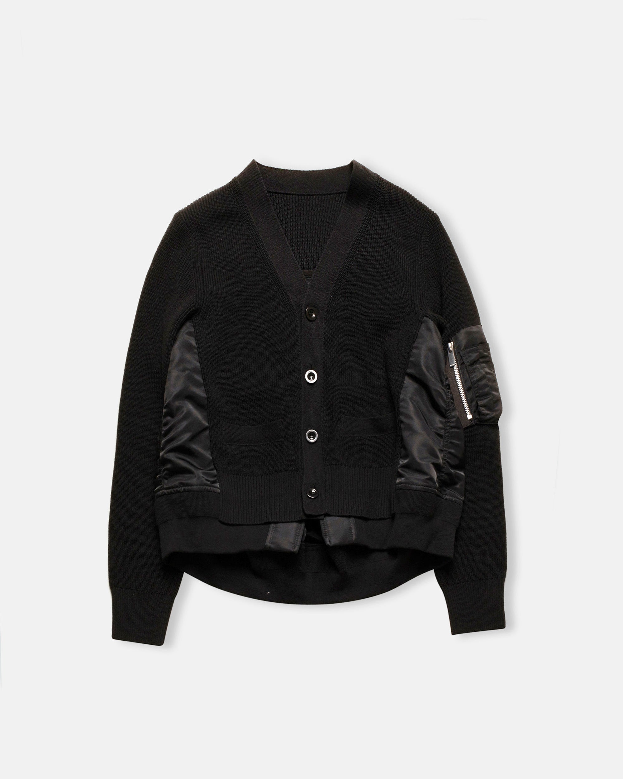 sacai nylon twill x knit cardigan | noodle stories