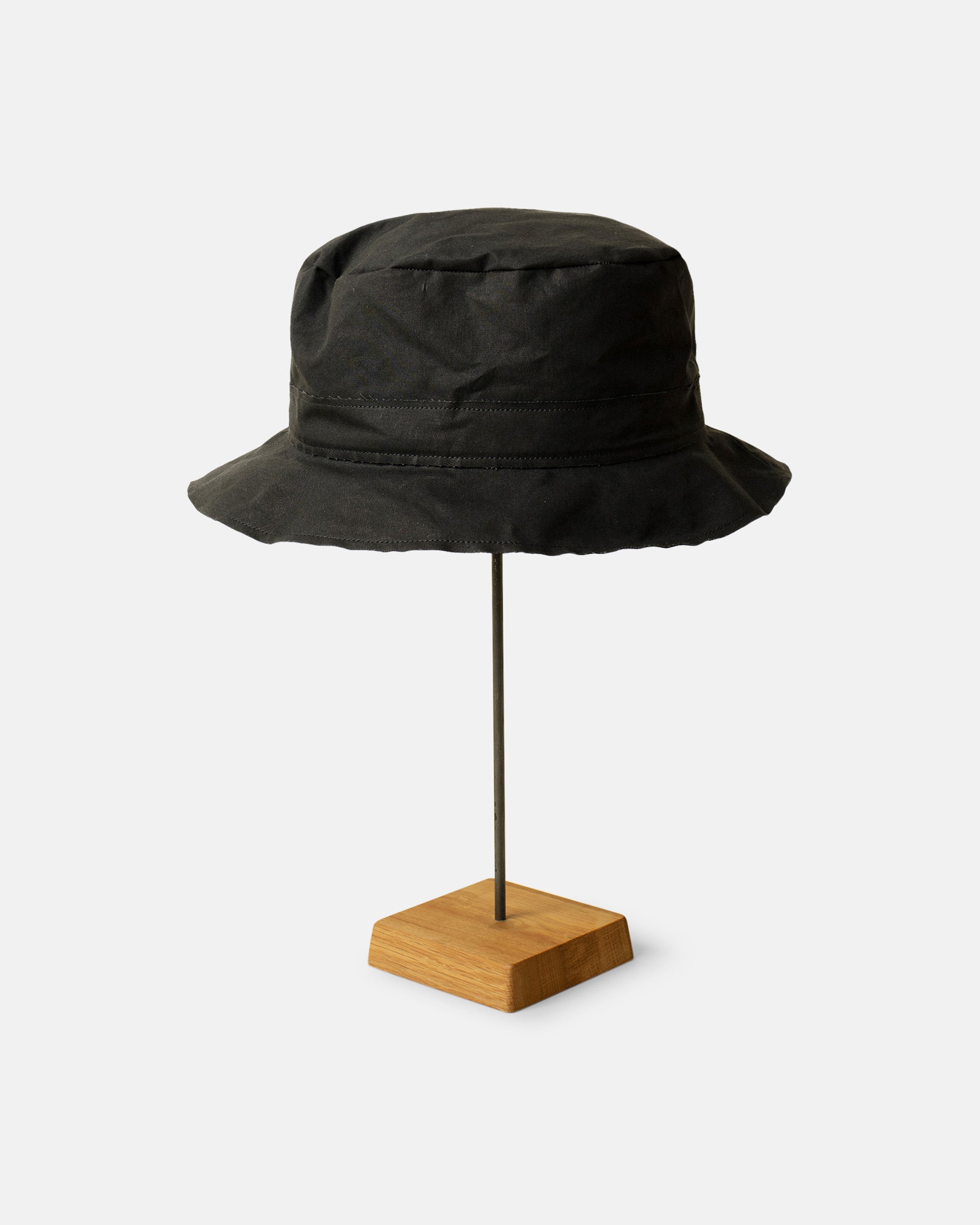 SCHA Walk Time Hat in Black Waxed Cotton Walk Time WXC-CB Hat — Black – La Garçonne main image 4