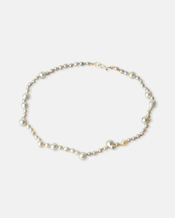 mixed silver akoya pearl necklace