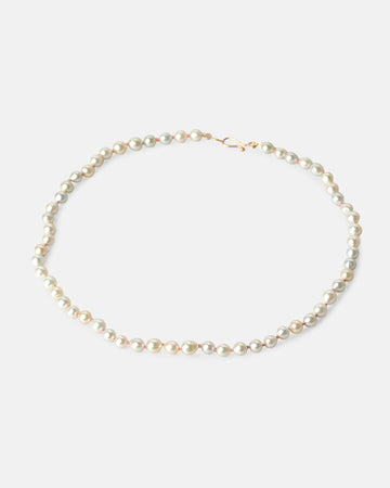 silver and cream akoya pearl necklace