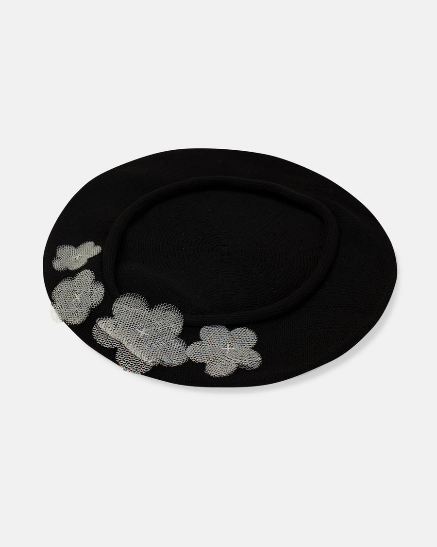 flying duck beret with tulle flowers