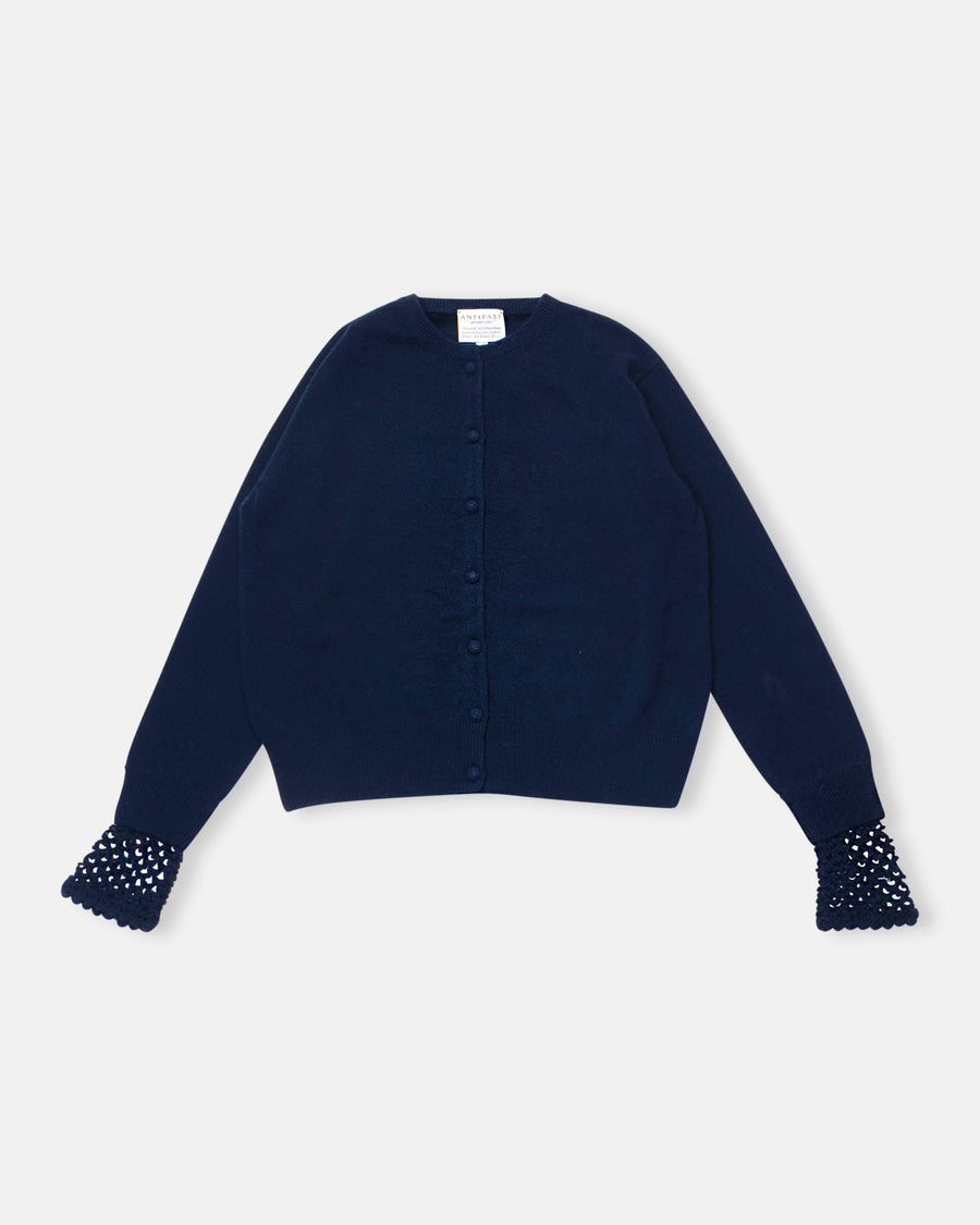 crochet cuff cashmere cardigan