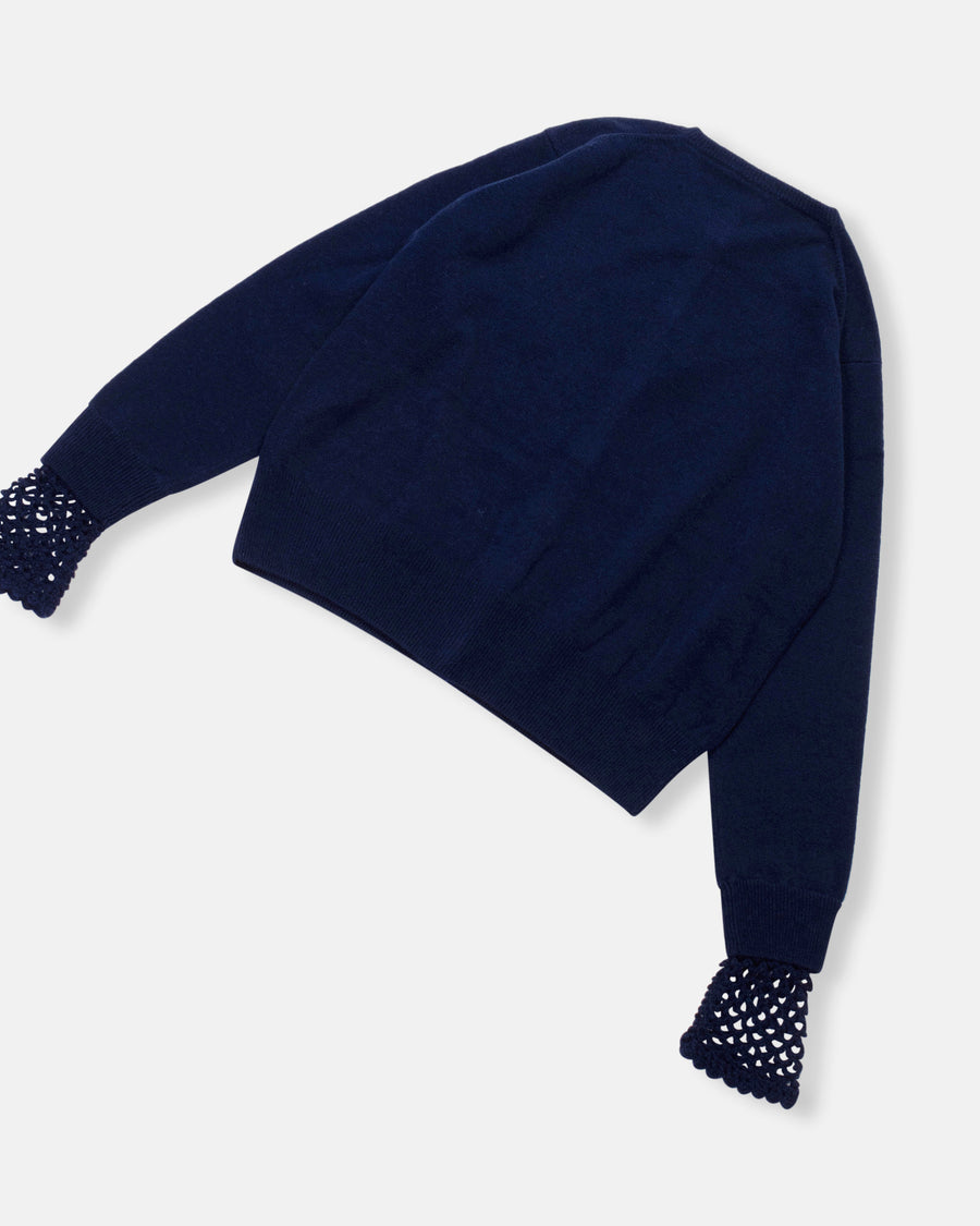 crochet cuff cashmere cardigan