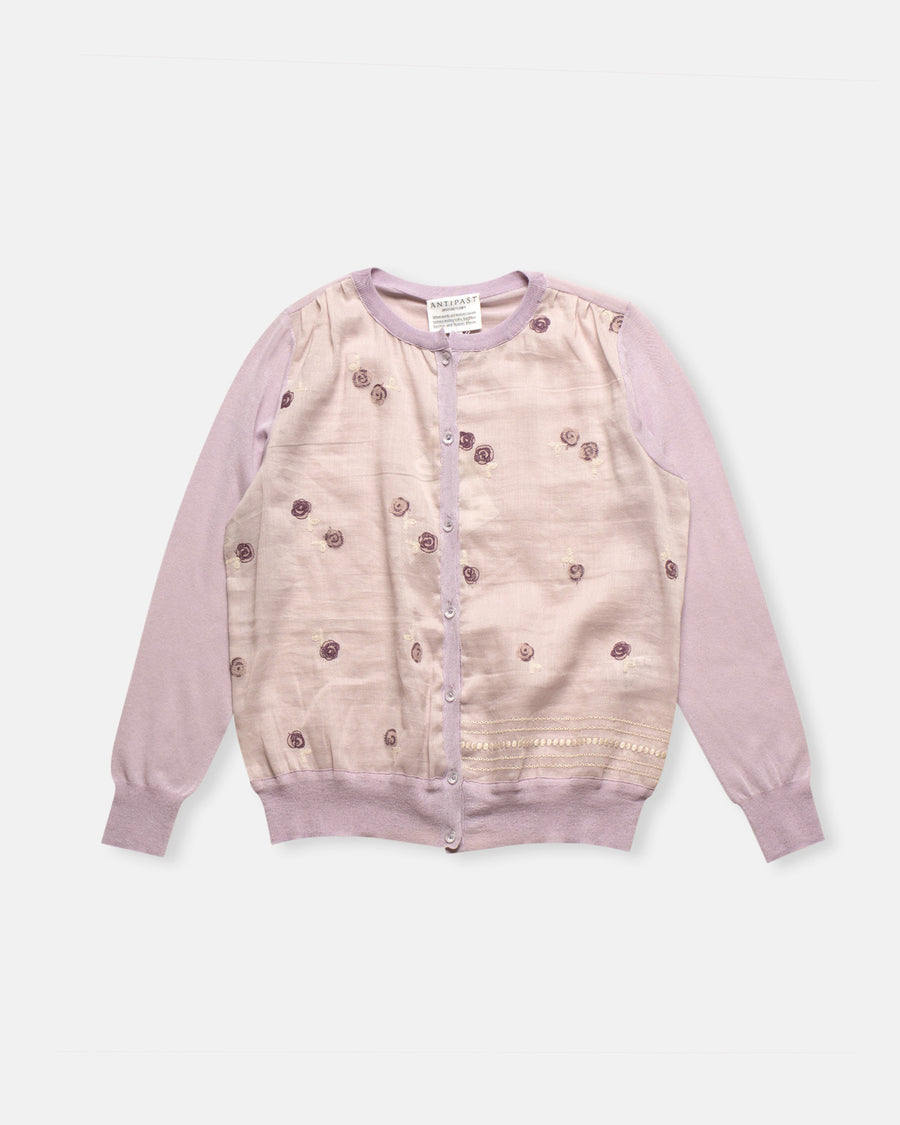 knit cardigan with embroidery fabric