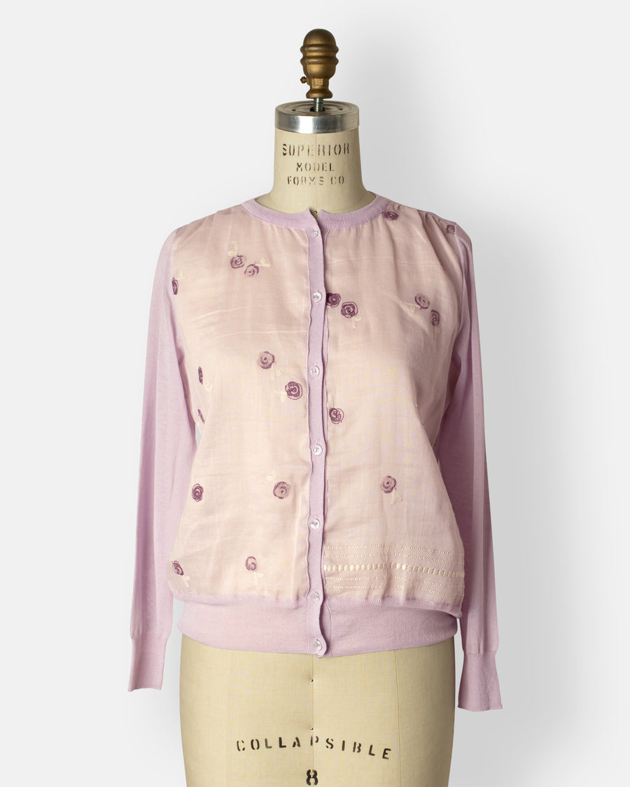 knit cardigan with embroidery fabric