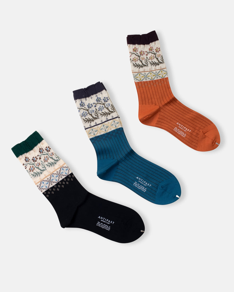 floral mosaic socks