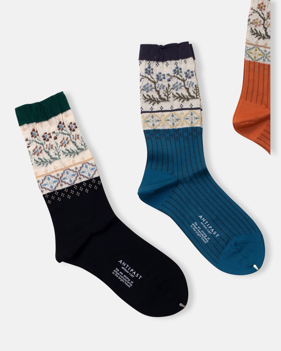 floral mosaic socks