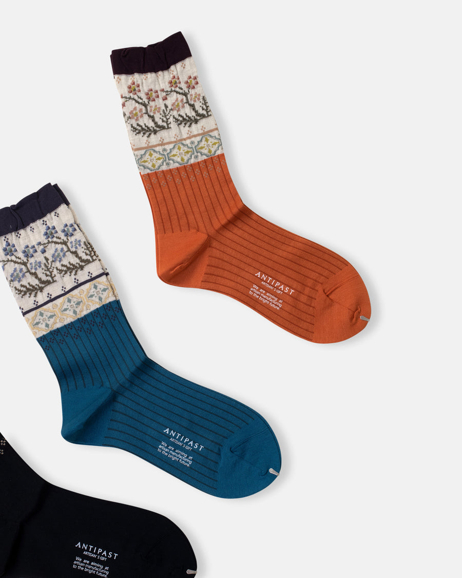 floral mosaic socks