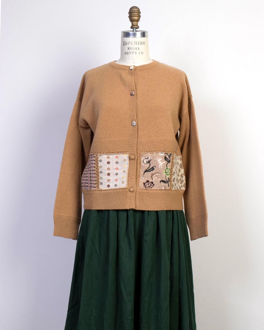 sock knit patchwork cardigan