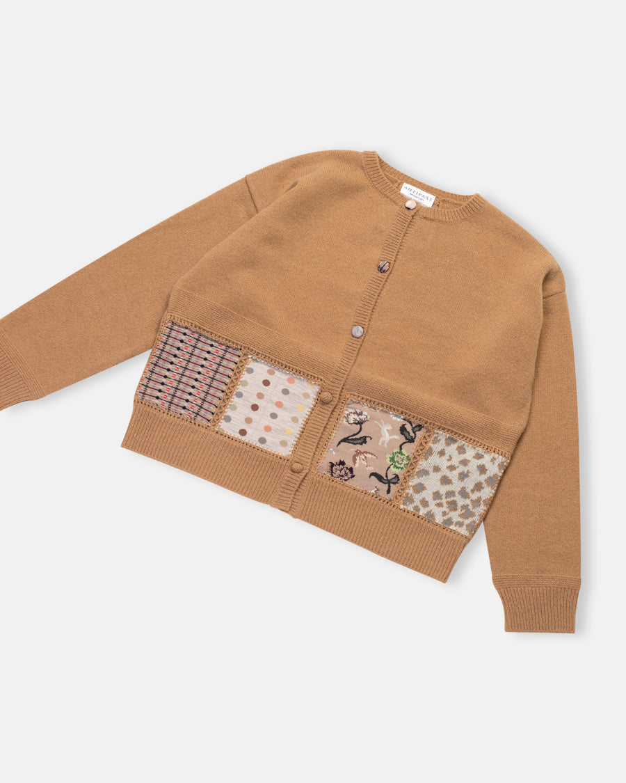 sock knit patchwork cardigan