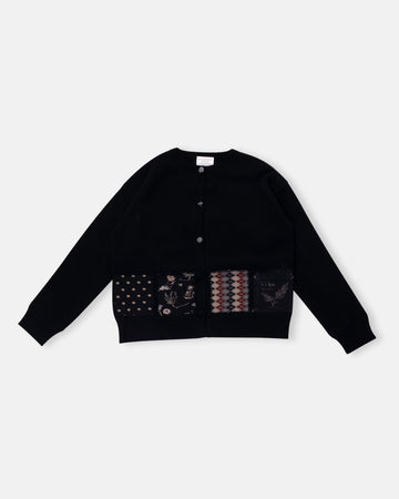 sock knit patchwork cardigan