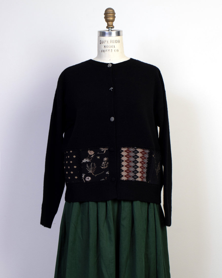 sock knit patchwork cardigan