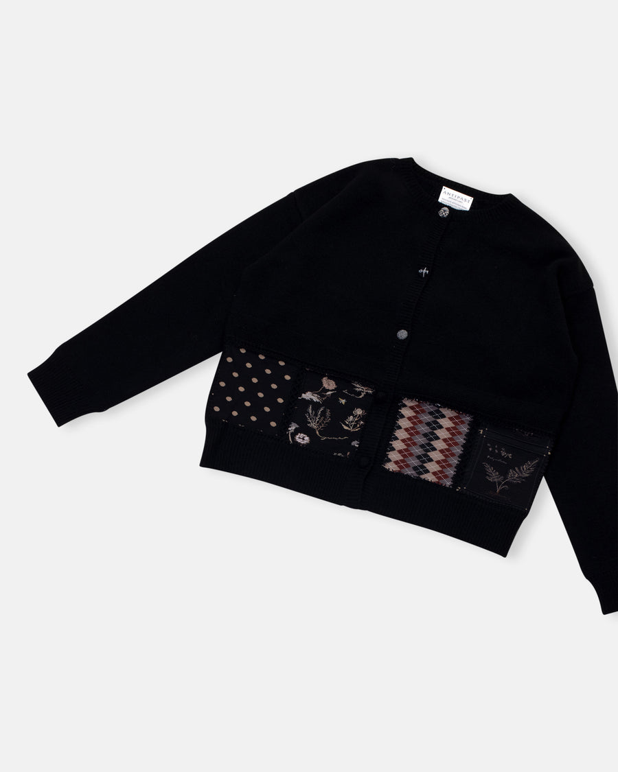 sock knit patchwork cardigan