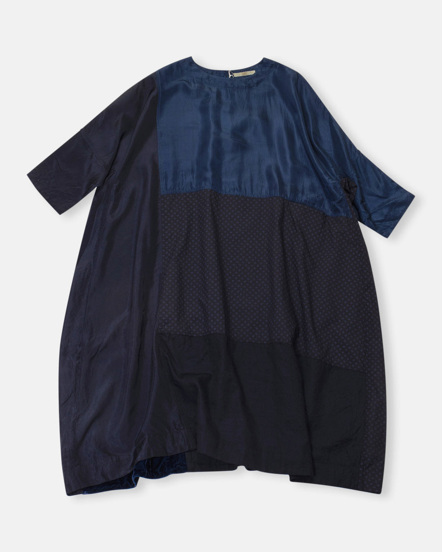 multi material patchwork dress