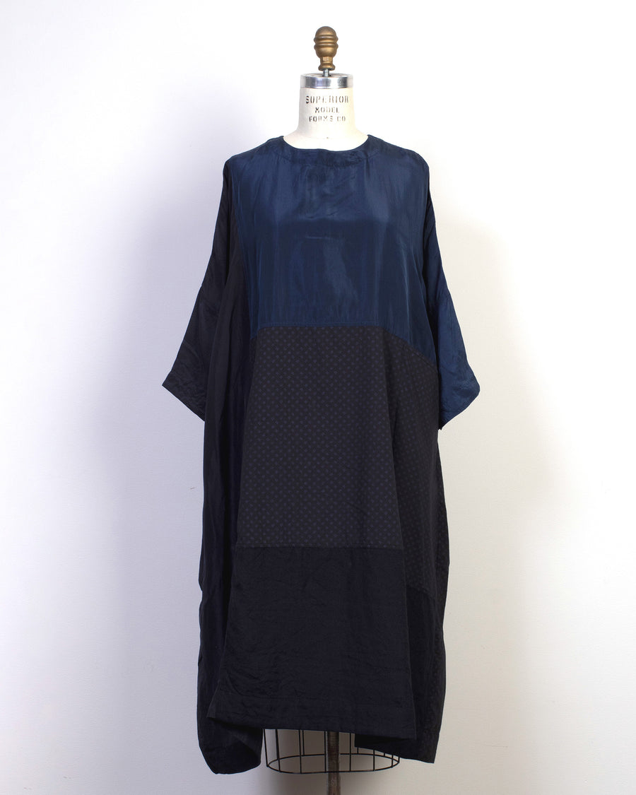 multi material patchwork dress