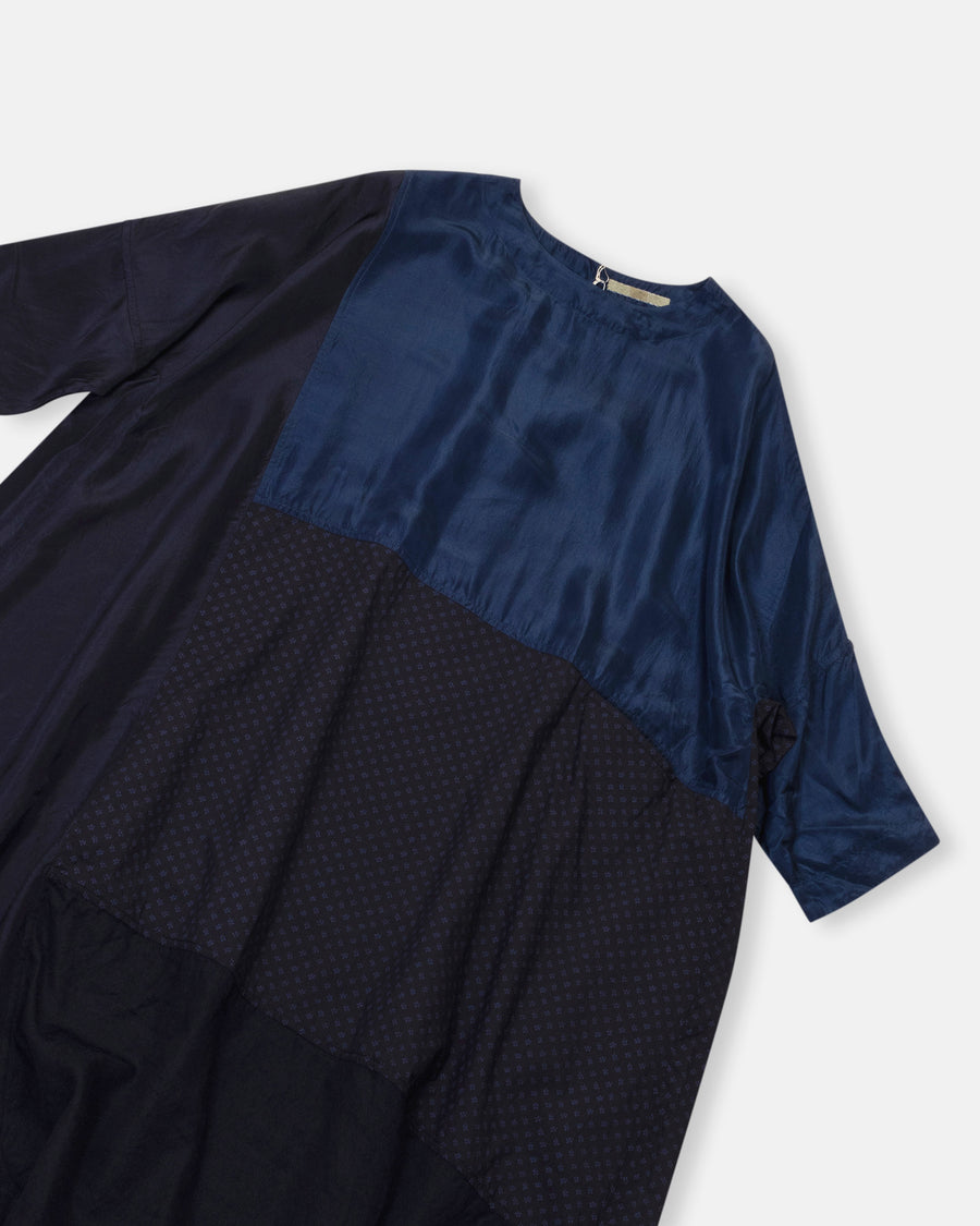 multi material patchwork dress