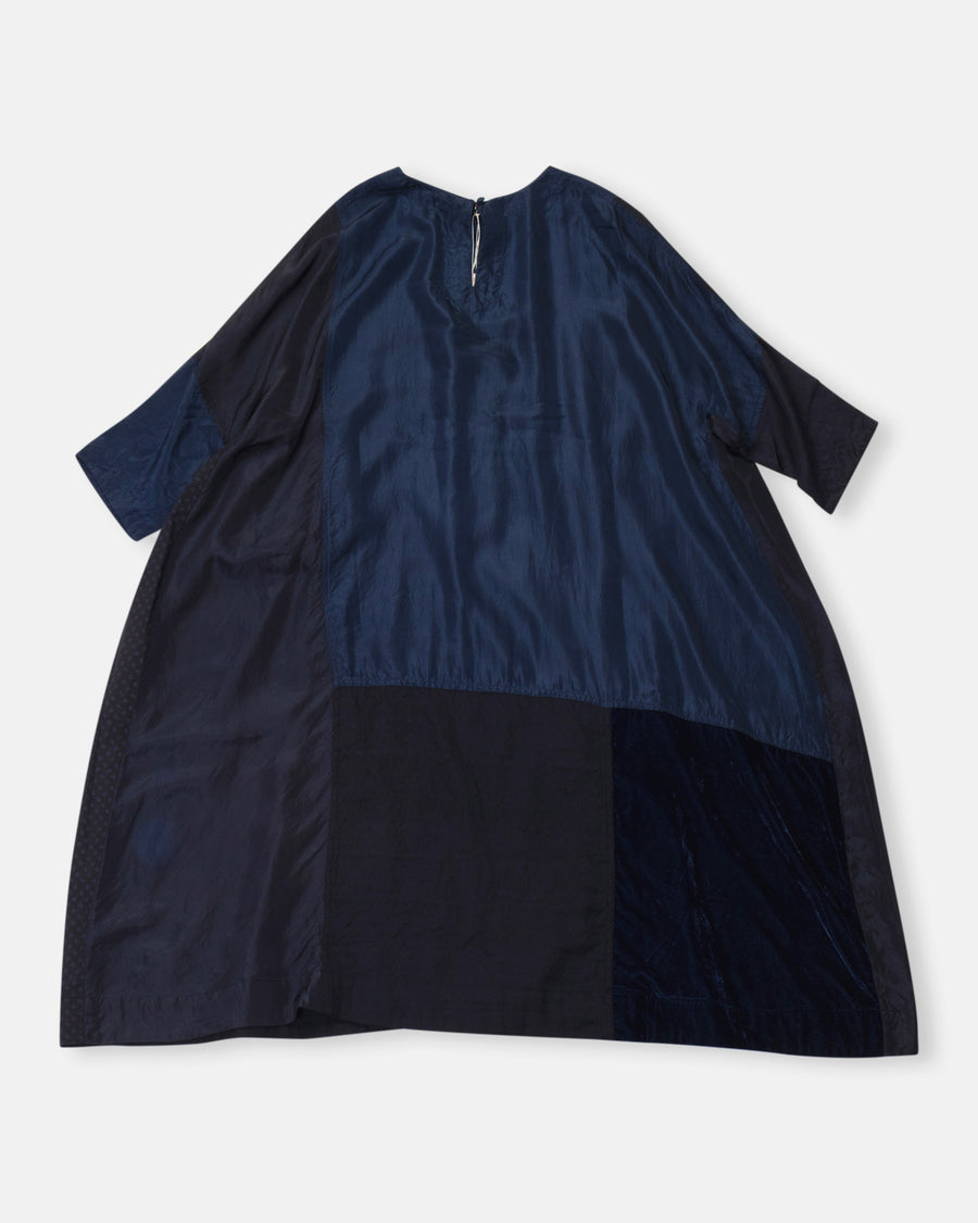 multi material patchwork dress
