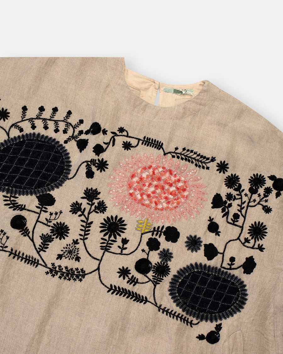 three sunflowers embroidered dress