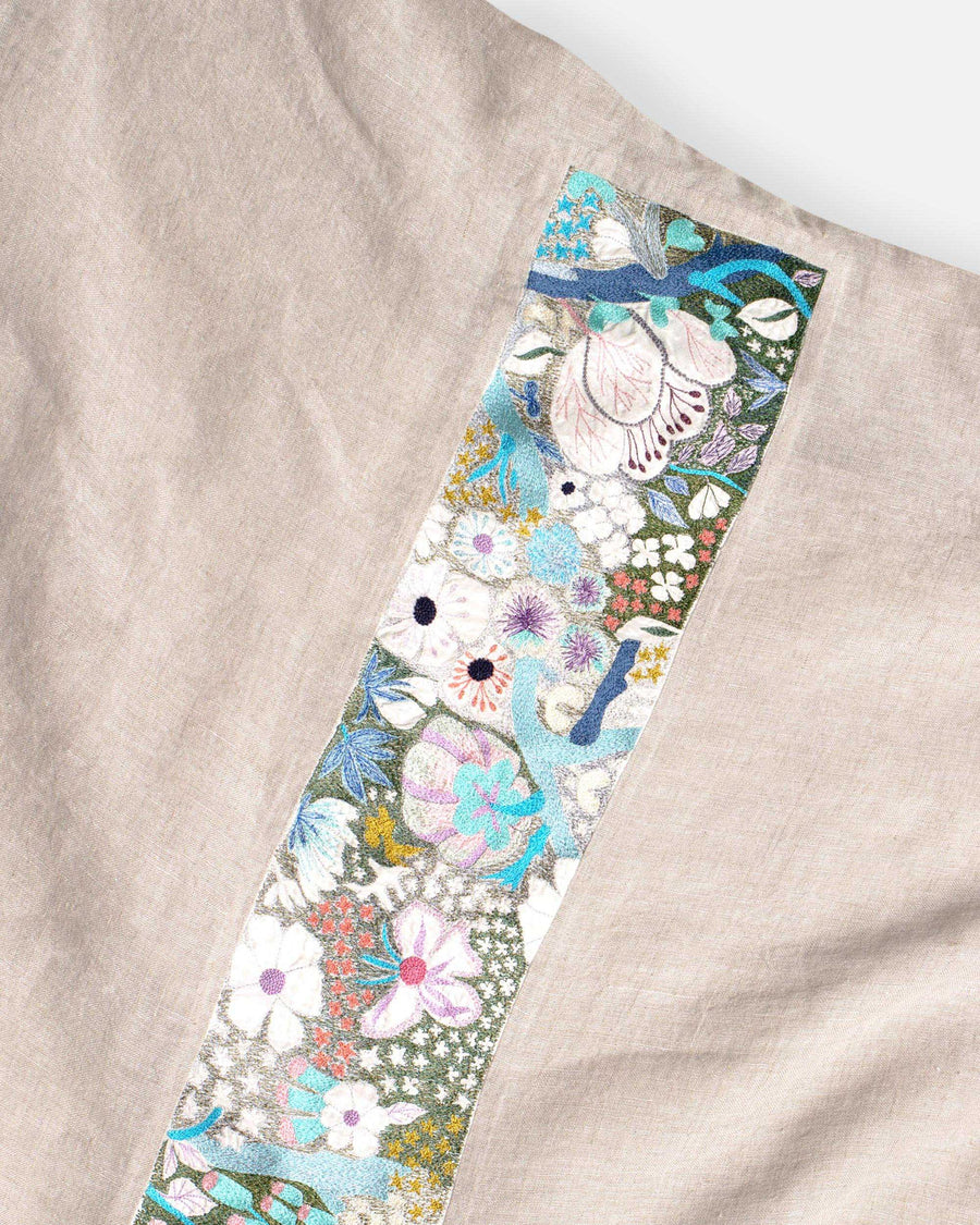 embroidered line patched boatneck dress