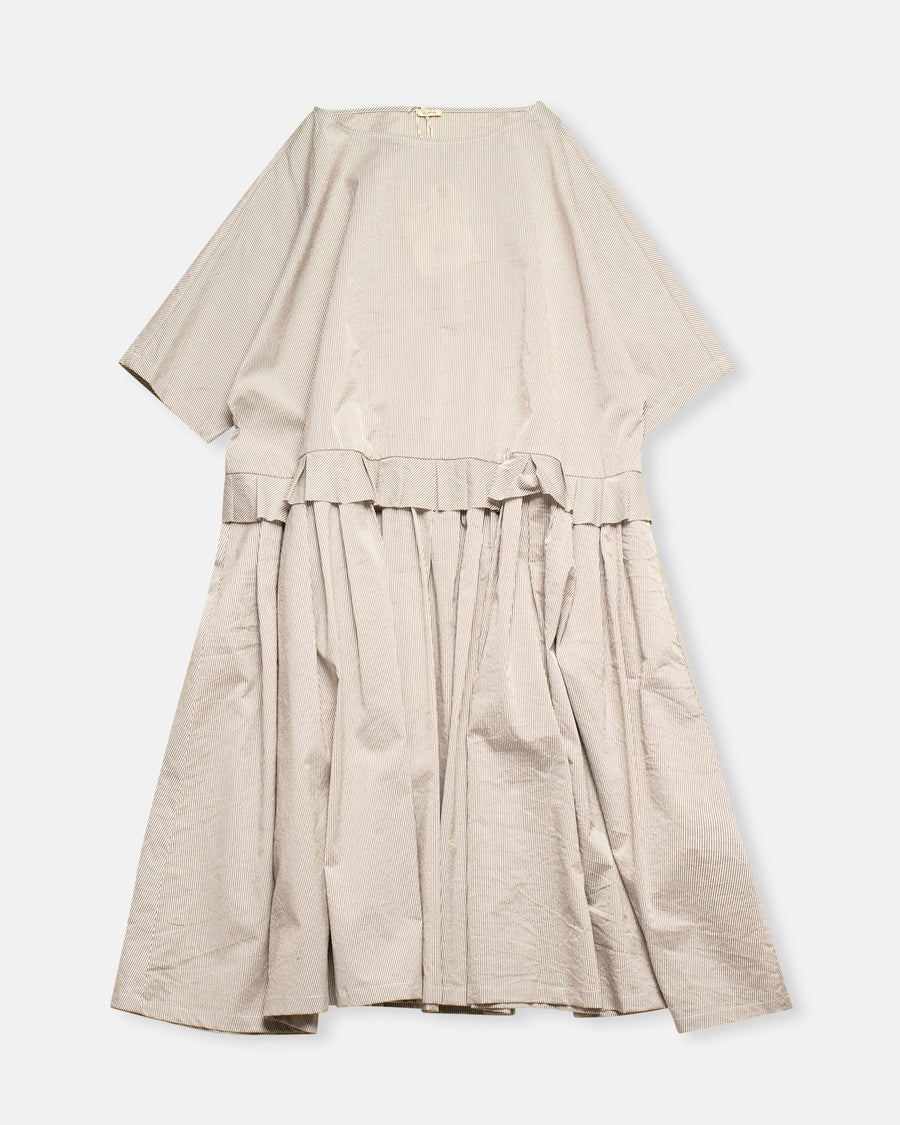 pleated trim drop waist dress