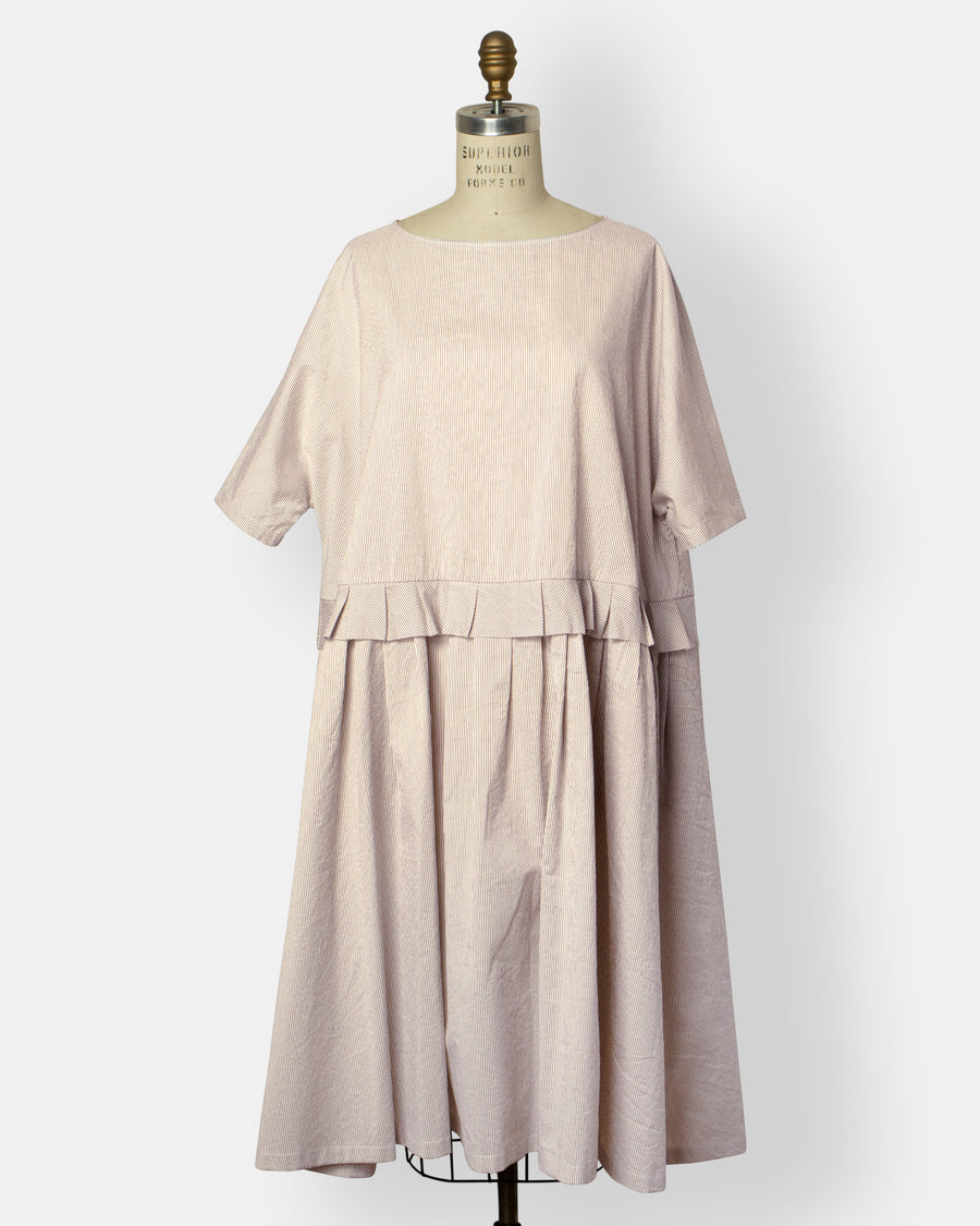 pleated trim drop waist dress