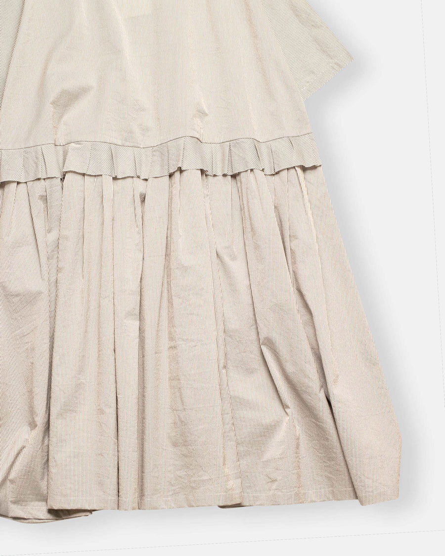 pleated trim drop waist dress