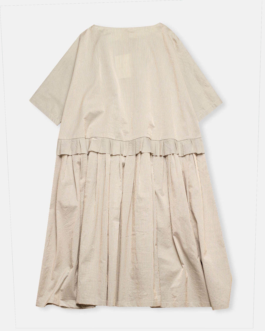 pleated trim drop waist dress