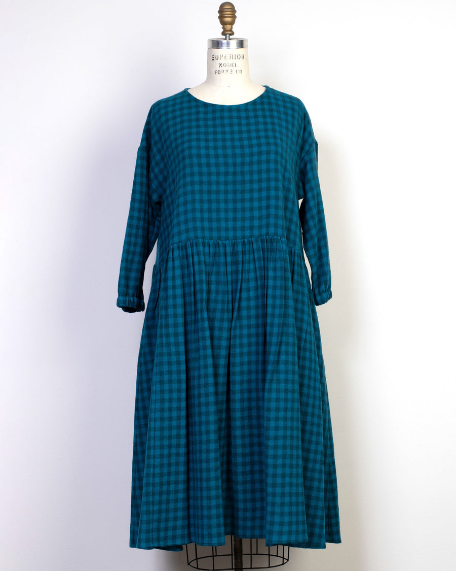 checked drop waist dress
