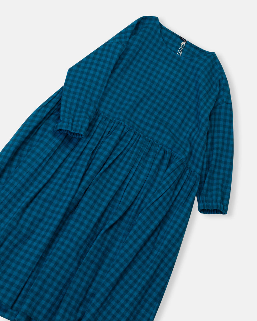 checked drop waist dress