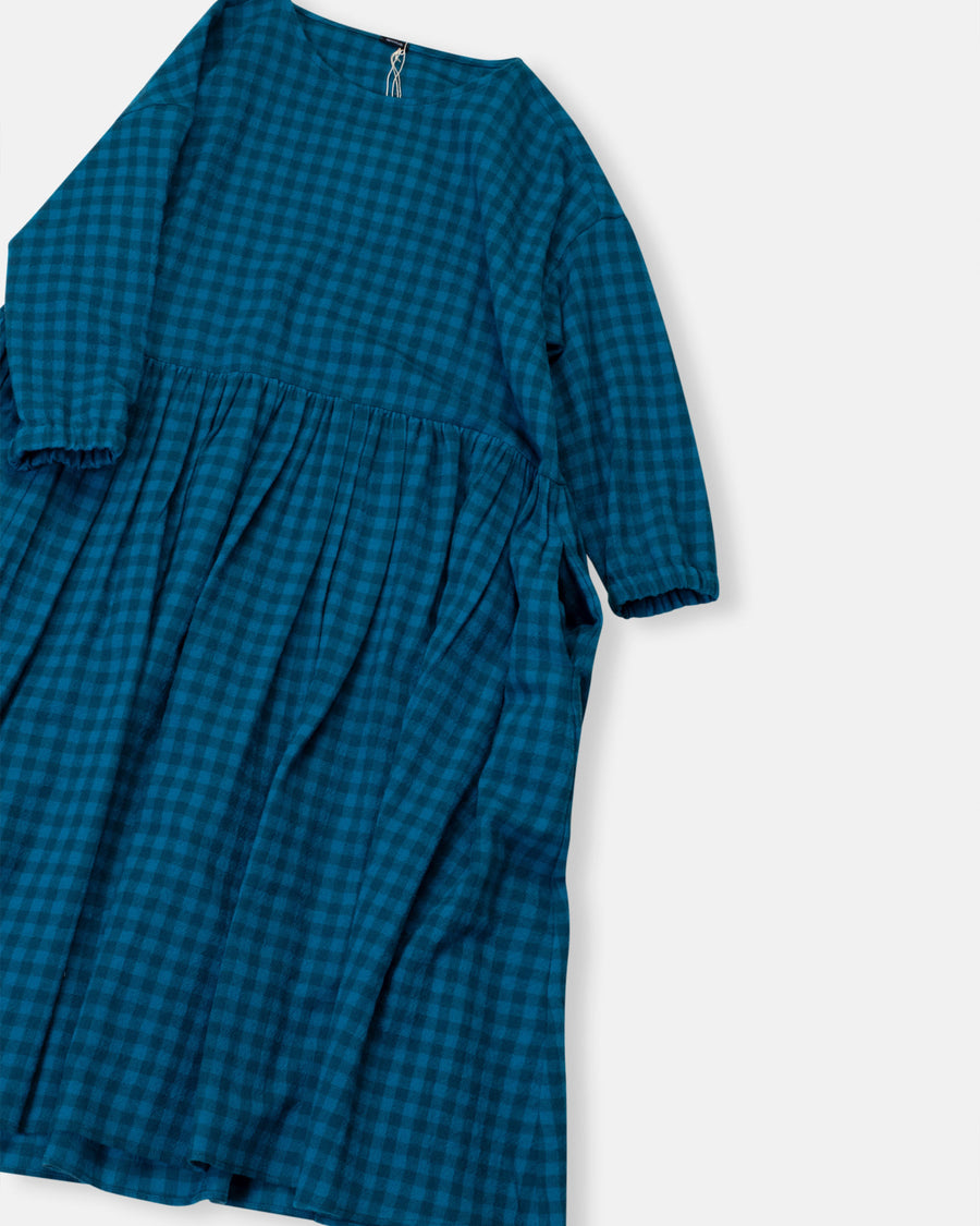 checked drop waist dress