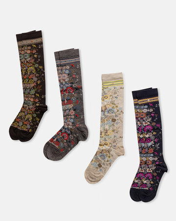 happy flower compression knee socks