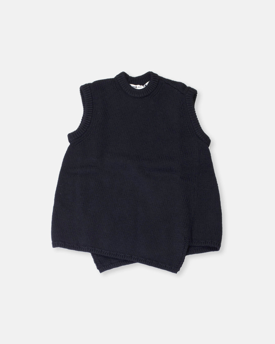 sleeveless angled sweater