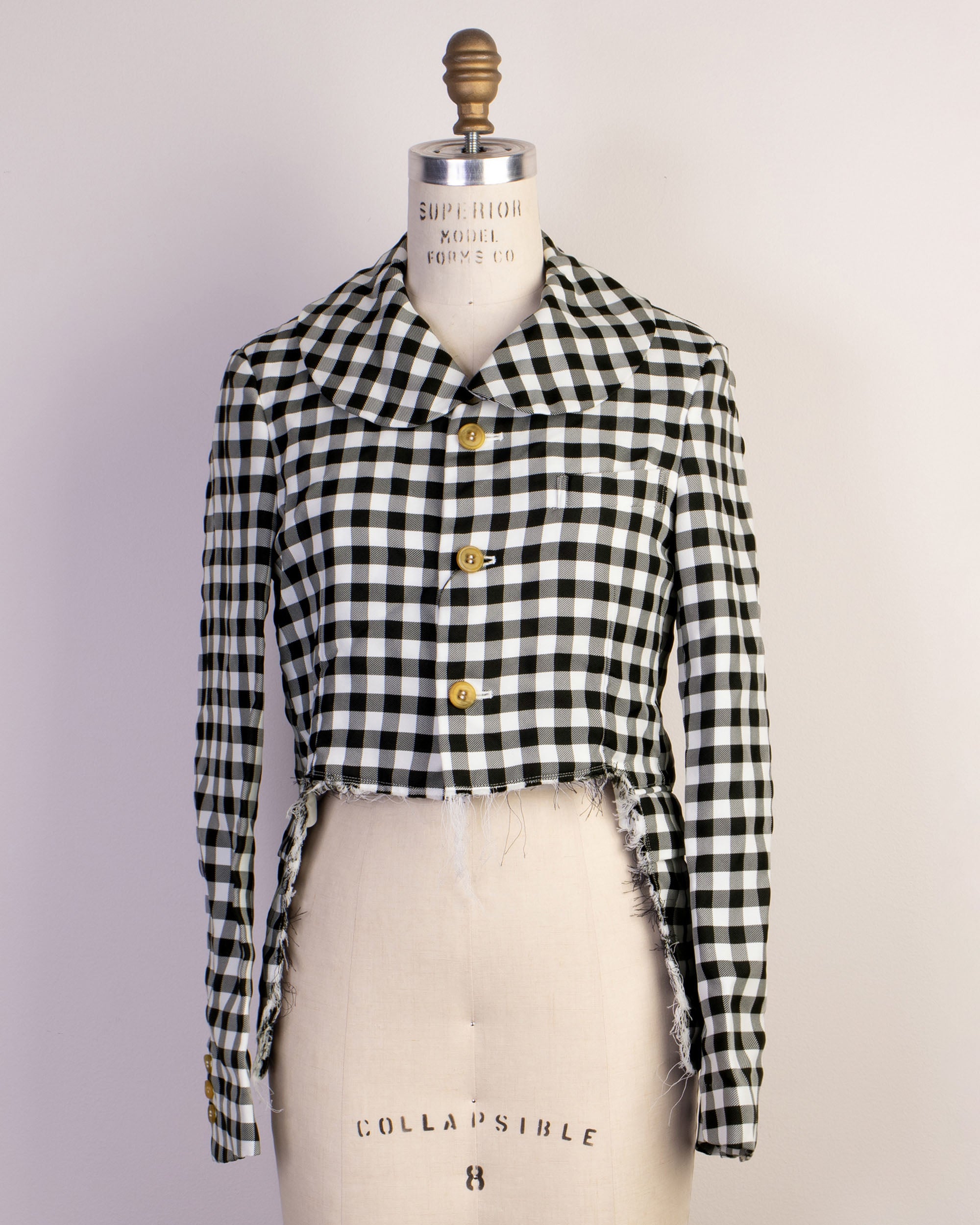 Comme des Garçons Check Tailored Jacket Black Comme Des Garçons cut-out Gingham Check Jacket | White