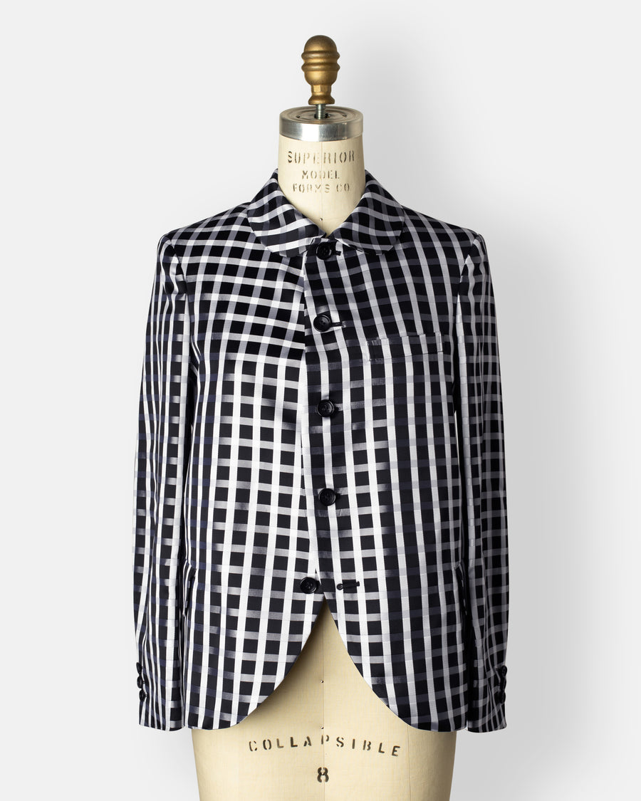 satin check jacket