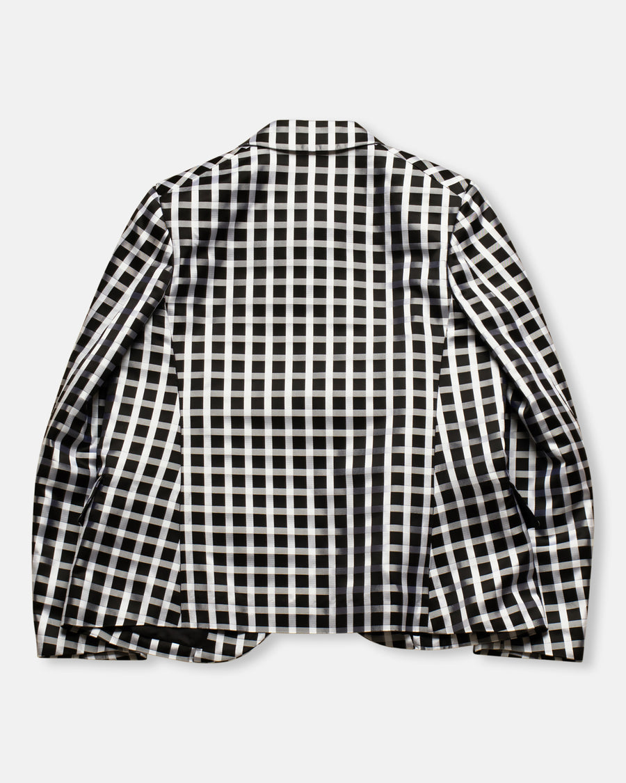satin check jacket