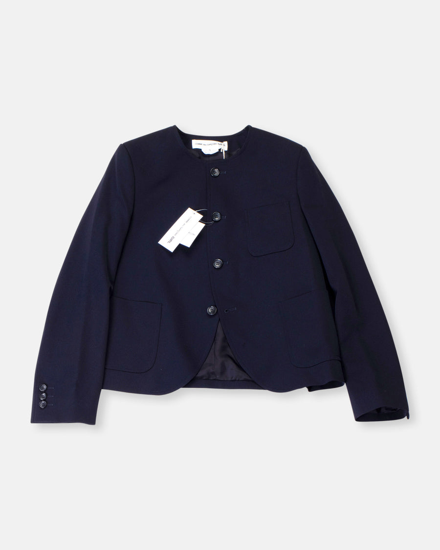 collarless jacket