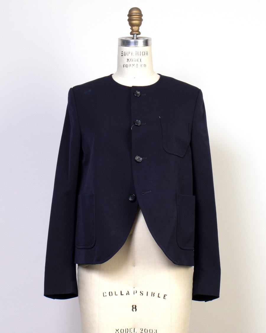 collarless jacket
