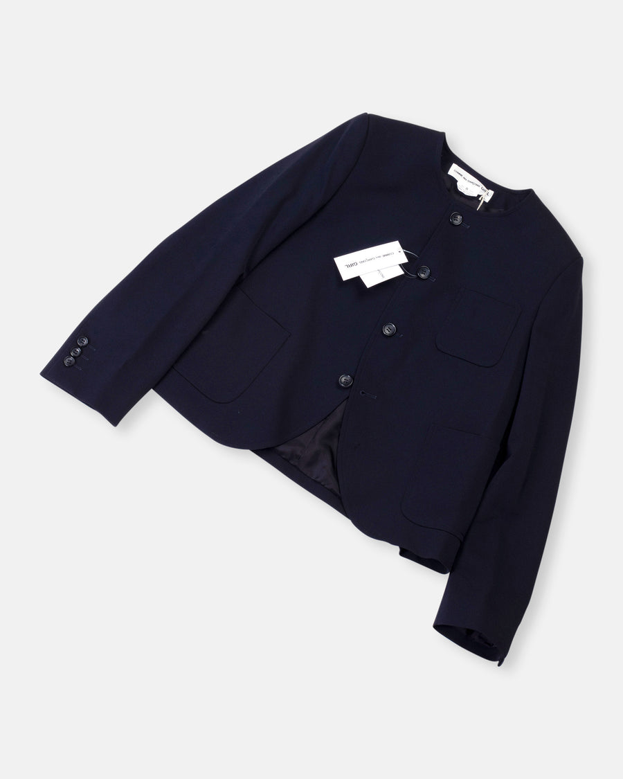 collarless jacket