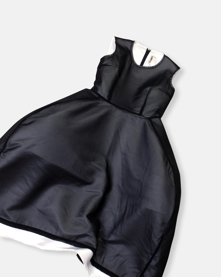 satin birdcage dress