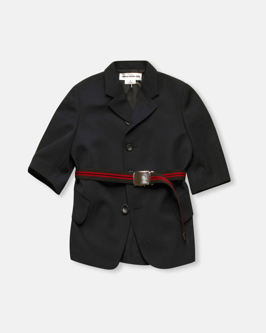 short sleeve belted blazer