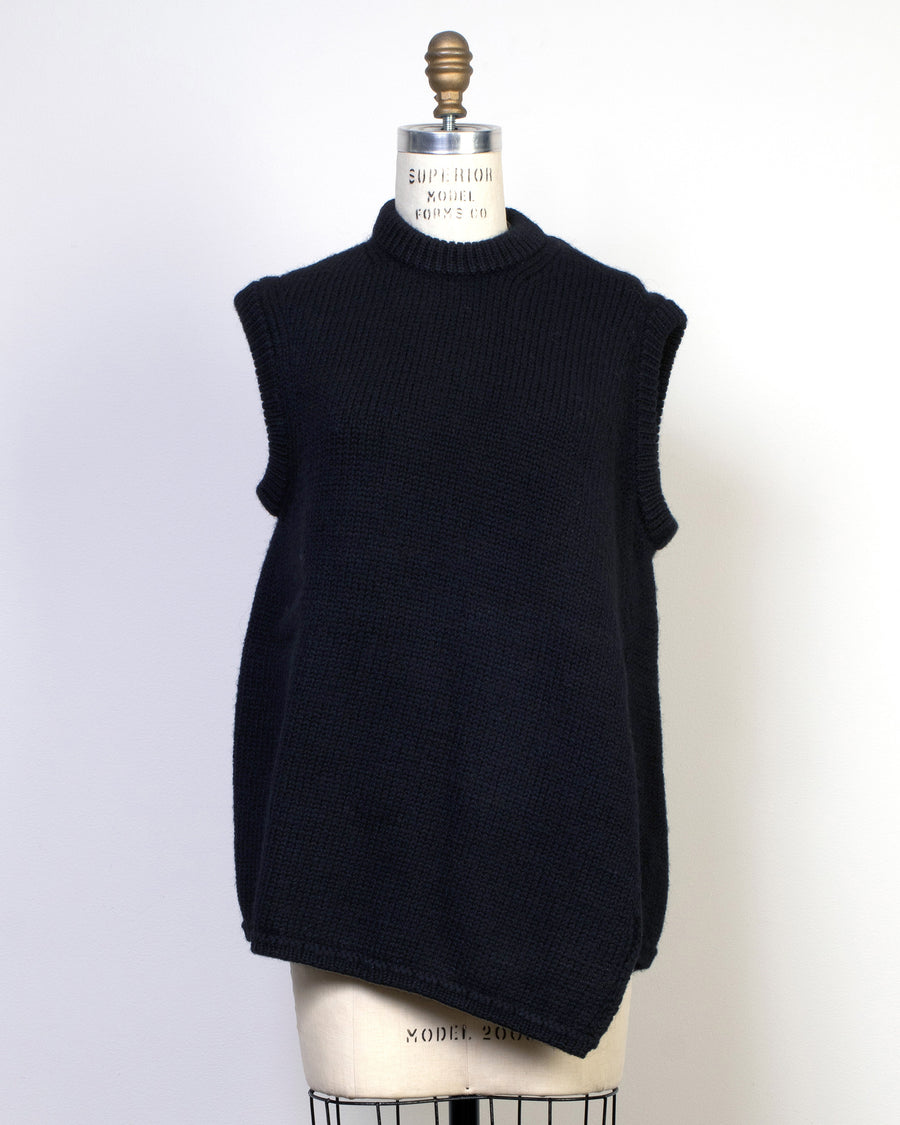 sleeveless angled sweater