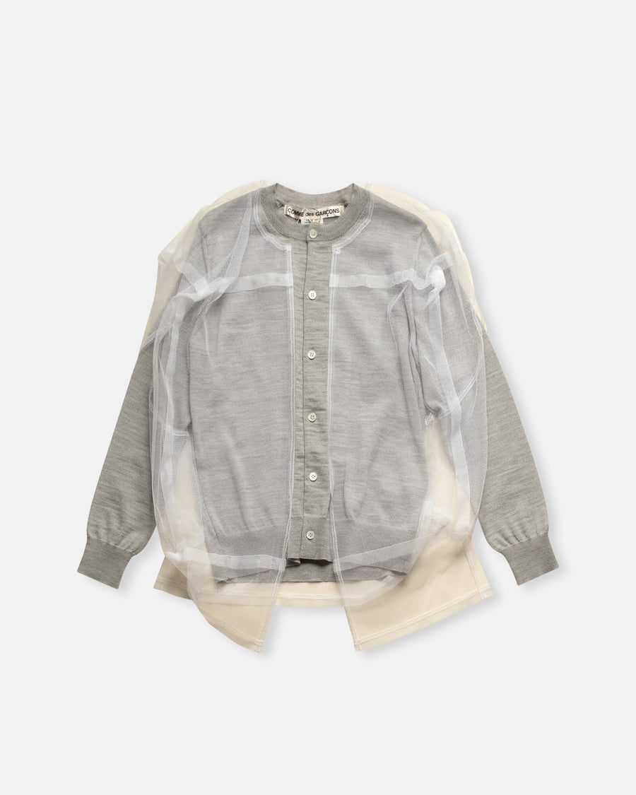 pieced tulle cardigan