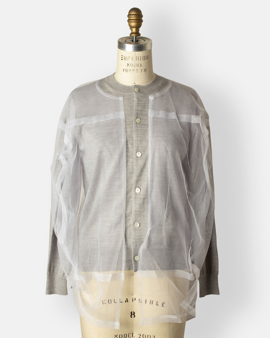 pieced tulle cardigan
