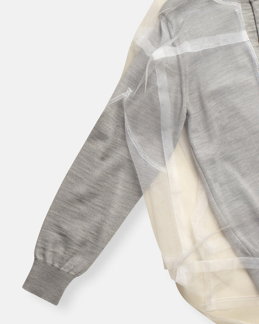 pieced tulle cardigan