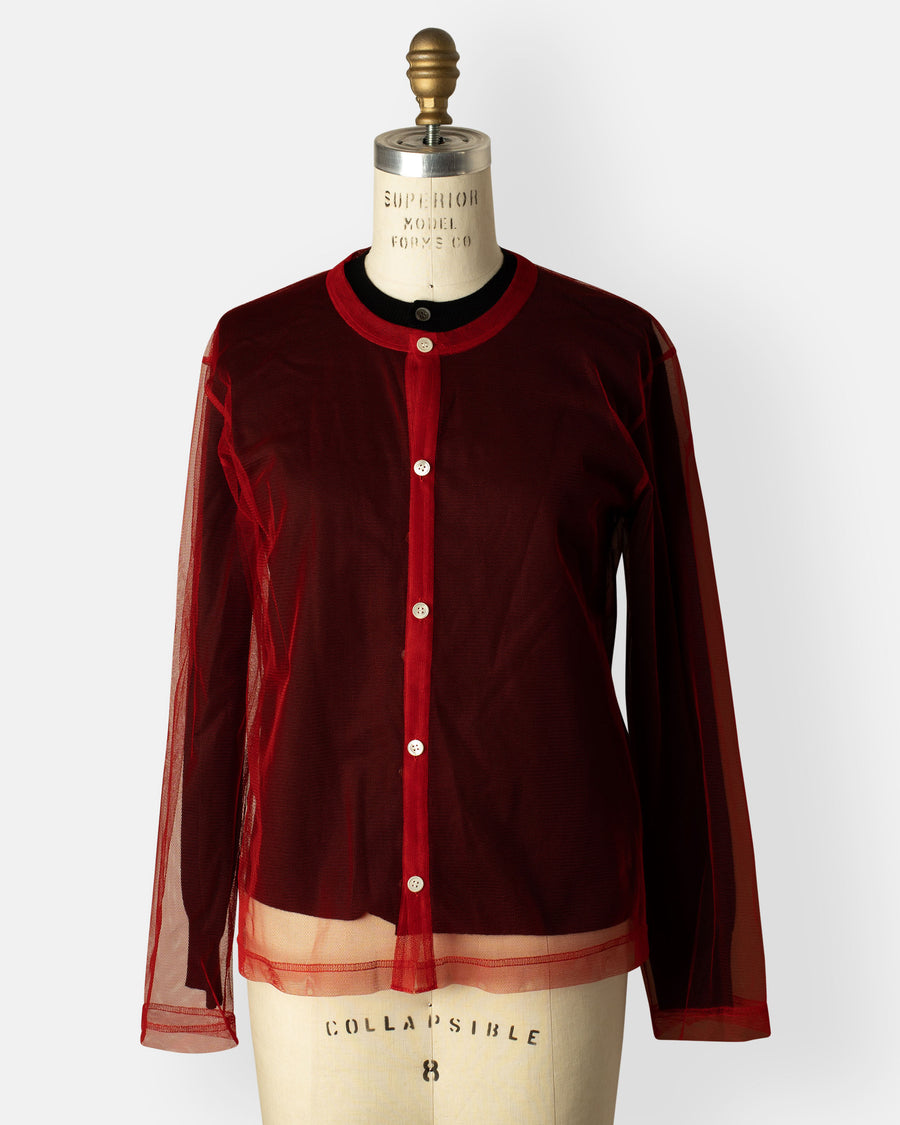 tulle layered cardigan
