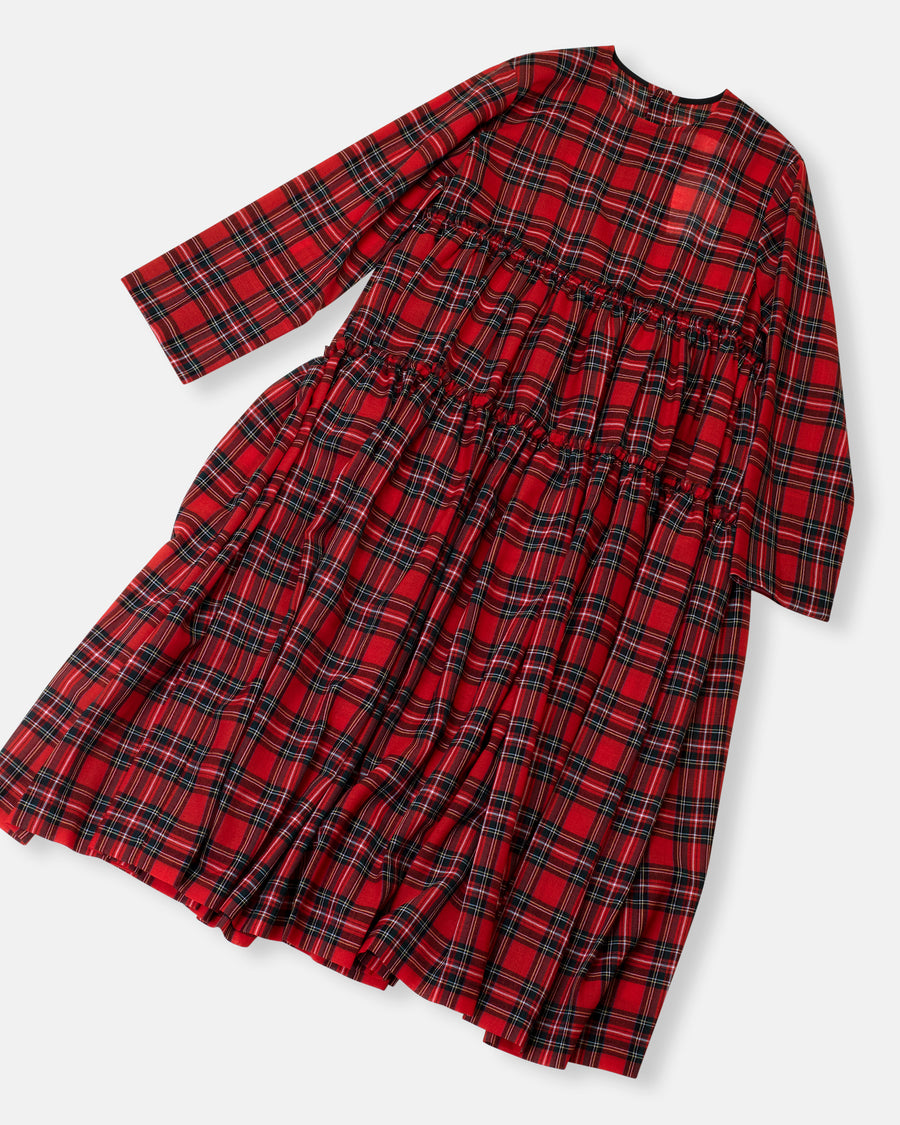 tiered tartan dress