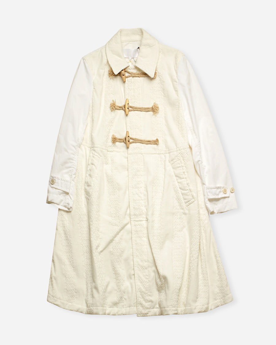 embroidered cotton and taffeta toggle coat