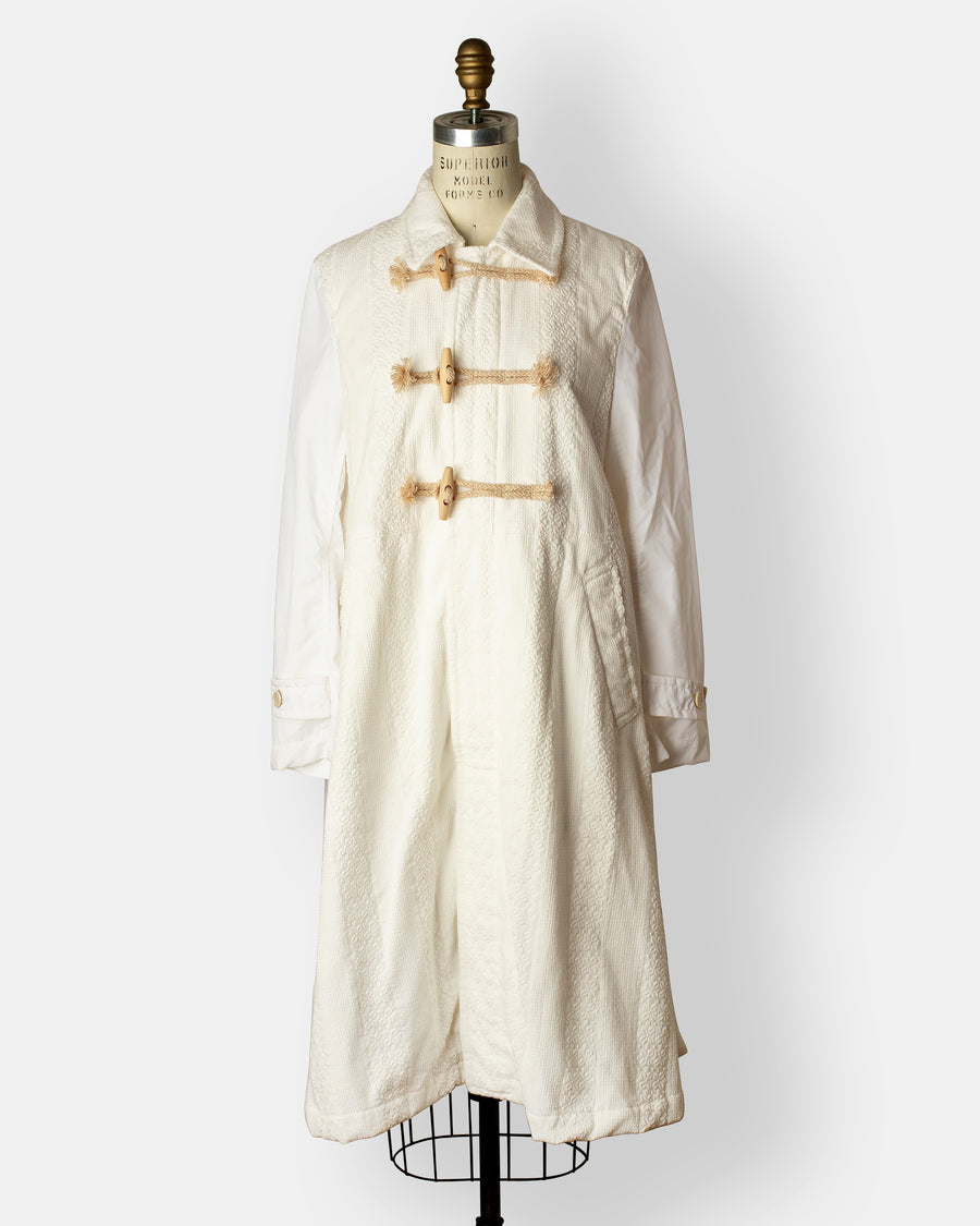 embroidered cotton and taffeta toggle coat